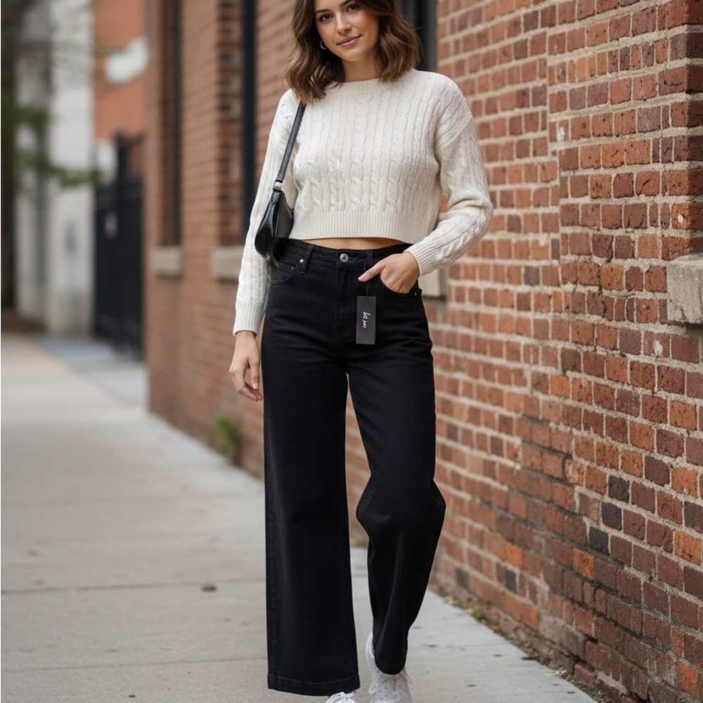 Joie Black Wide-Leg Jeans